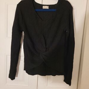 PROOF Apparel Black Size large Front knot Sweater Women's V-neck Sweater  Nwot